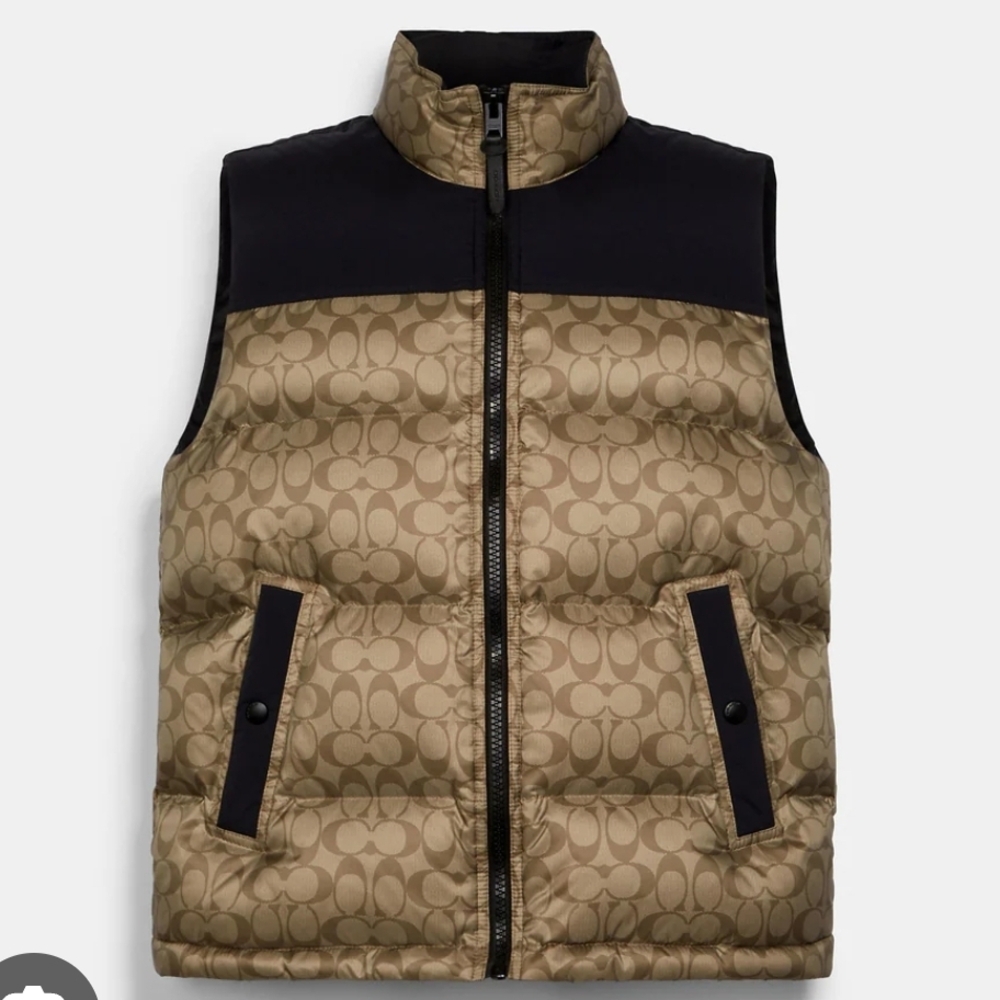 Men's Tan and Black Puffer Vest